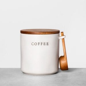 37oz Stoneware Coffee Canister with Wood Lid & Scoop Cream/Brown – Hearth & Hand™ with Magnolia