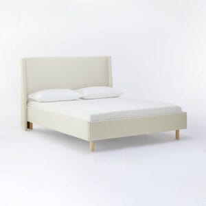 Queen Encino Fully Upholstered Platform Bed Cream Boucle – Threshold™ designed with Studio McGee